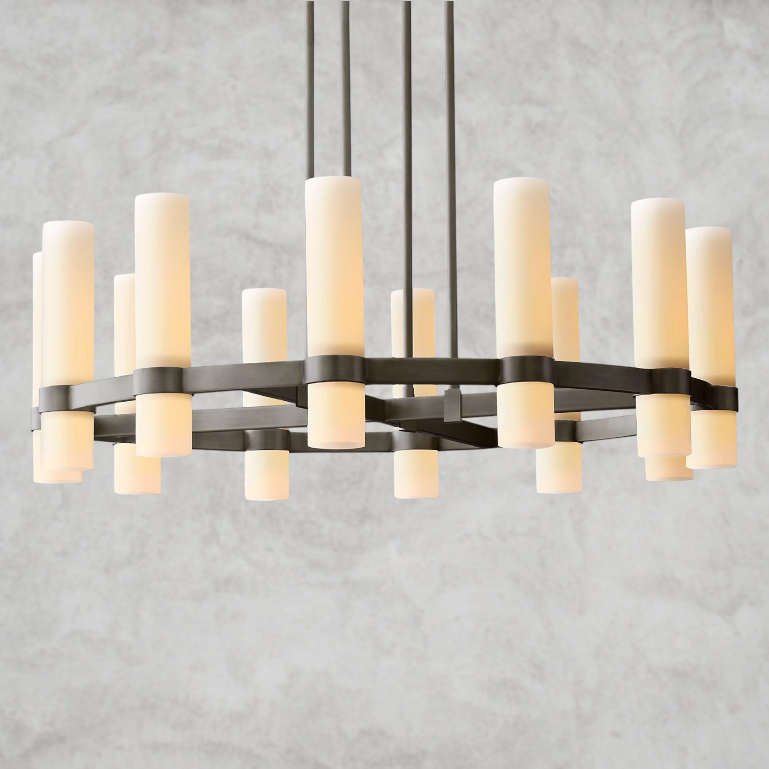 Ravelle Round Milk Glass Chandelier 36", 48", 60"